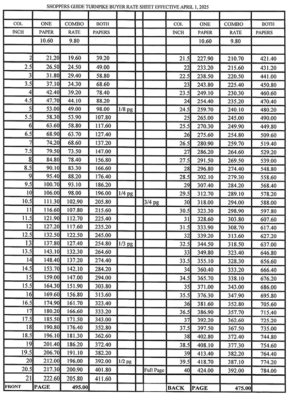 Display Ad Rate Sheet